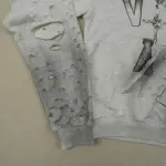 Distressed Chain Hoodie Heather Grey - 5