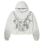 Distressed Chain Hoodie Heather Grey