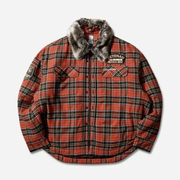 Fur Collar Flannel Check Shirt Jacket