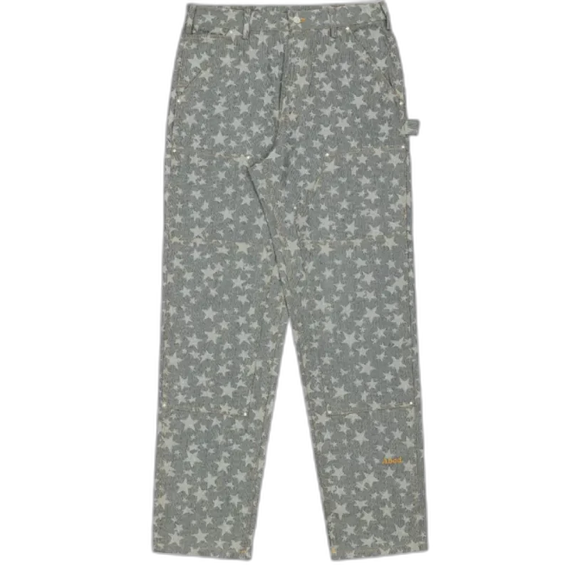 Grey Abcd Crystal Rivet Dbi Knee Pant
