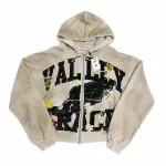 Vale Forever “Valley Racer” Zip Up Hoodie Beige