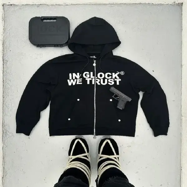 In Glock We Trust Zip Up Hoodie Black