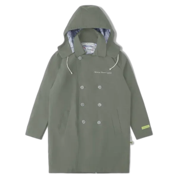 Olive Green Advisory Board Crystals Nylon Taffeta Hooded Trench
