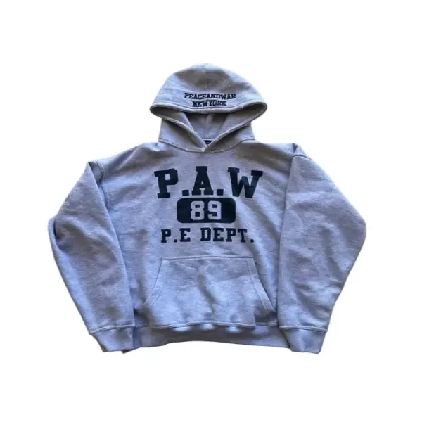 Peace In War Distressed Athletics Hoodie - Grey