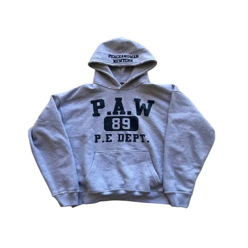 Peace In War Distressed Athletics Hoodie - Grey Peace In War Distressed Athletics Hoodie - Grey