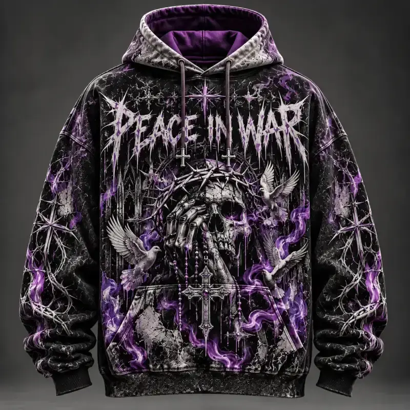 Peace In War Midnight Skull Dove Hoodie