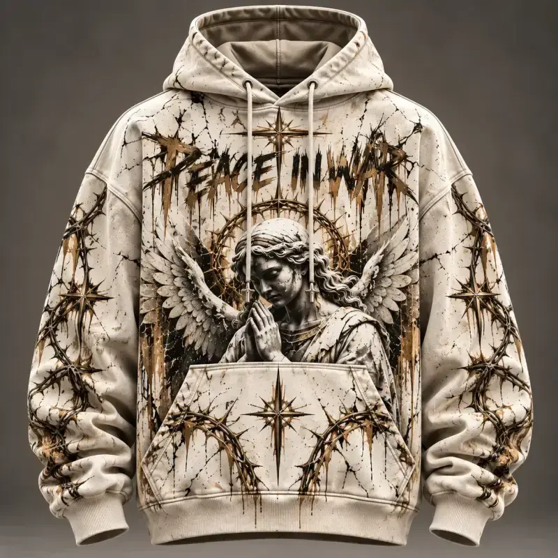 Peace In War Thorn Angel Cream Hoodie