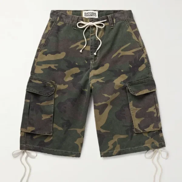 Satoshi Nakamoto Camouflage-Print Twill Drawstring Shorts