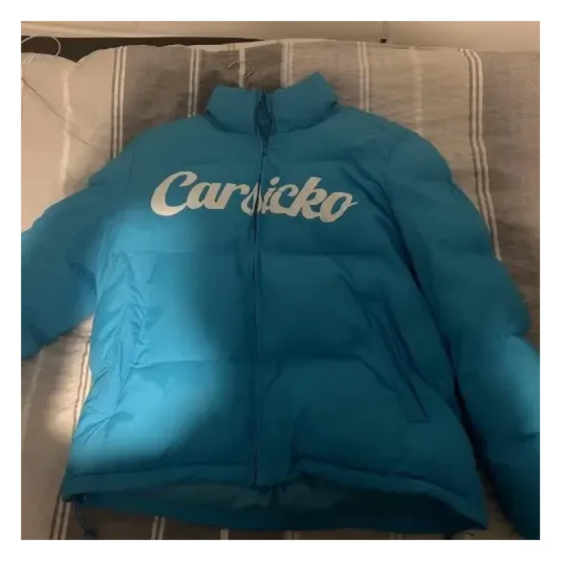 Unisex Blue Carsicko Logo Puffer Jacket