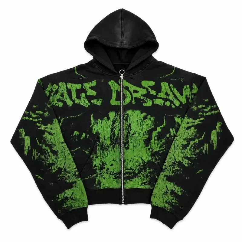 Vale Forever “Nightmare” Zip Up Hoodie Black/Green Vale Forever “Nightmare” Zip Up Hoodie Black/Green