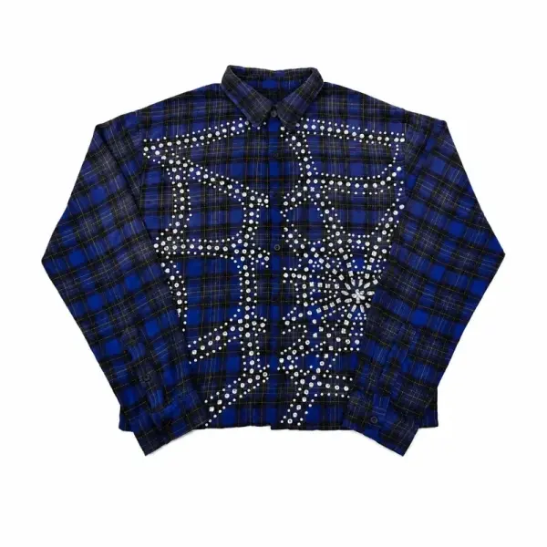 Vale Forever Rhinestone Plaid Flannel Blue/Black