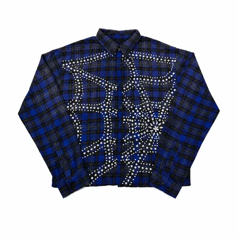 Vale Forever Rhinestone Plaid Flannel Blue/Black