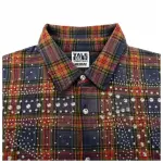 Vale Forever Rhinestone Plaid Flannel Navy/Orange - 3
