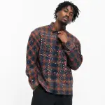 Vale Forever Rhinestone Plaid Flannel Navy/Orange - 5