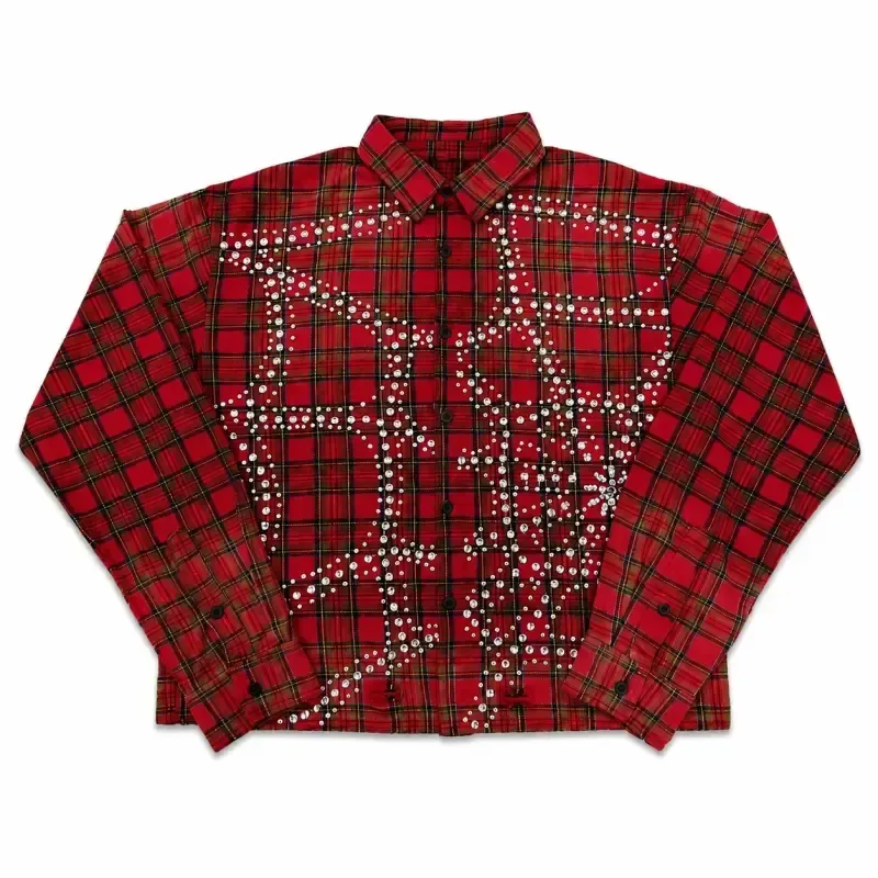 Vale Forever Rhinestone Plaid Flannel Red/Black
