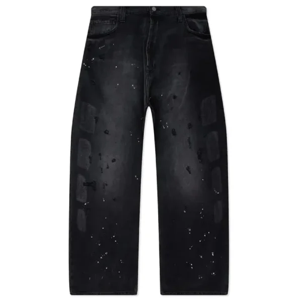 Washed Black Satoshi Nakamoto Baggy Moto Pant