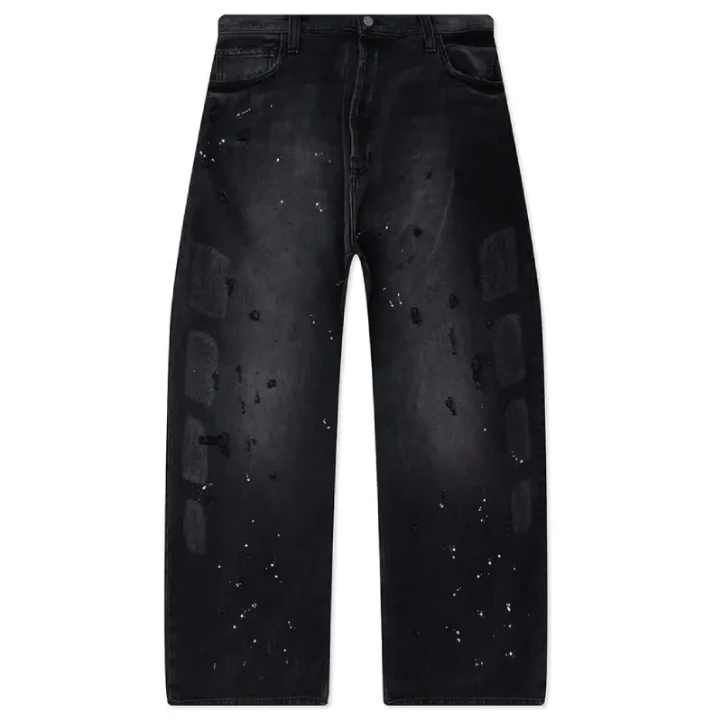 Washed Black Satoshi Nakamoto Baggy Moto Pant