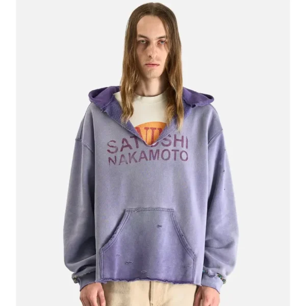 Washed Purple/Black Satoshi Nakamoto Destructo Hoodies